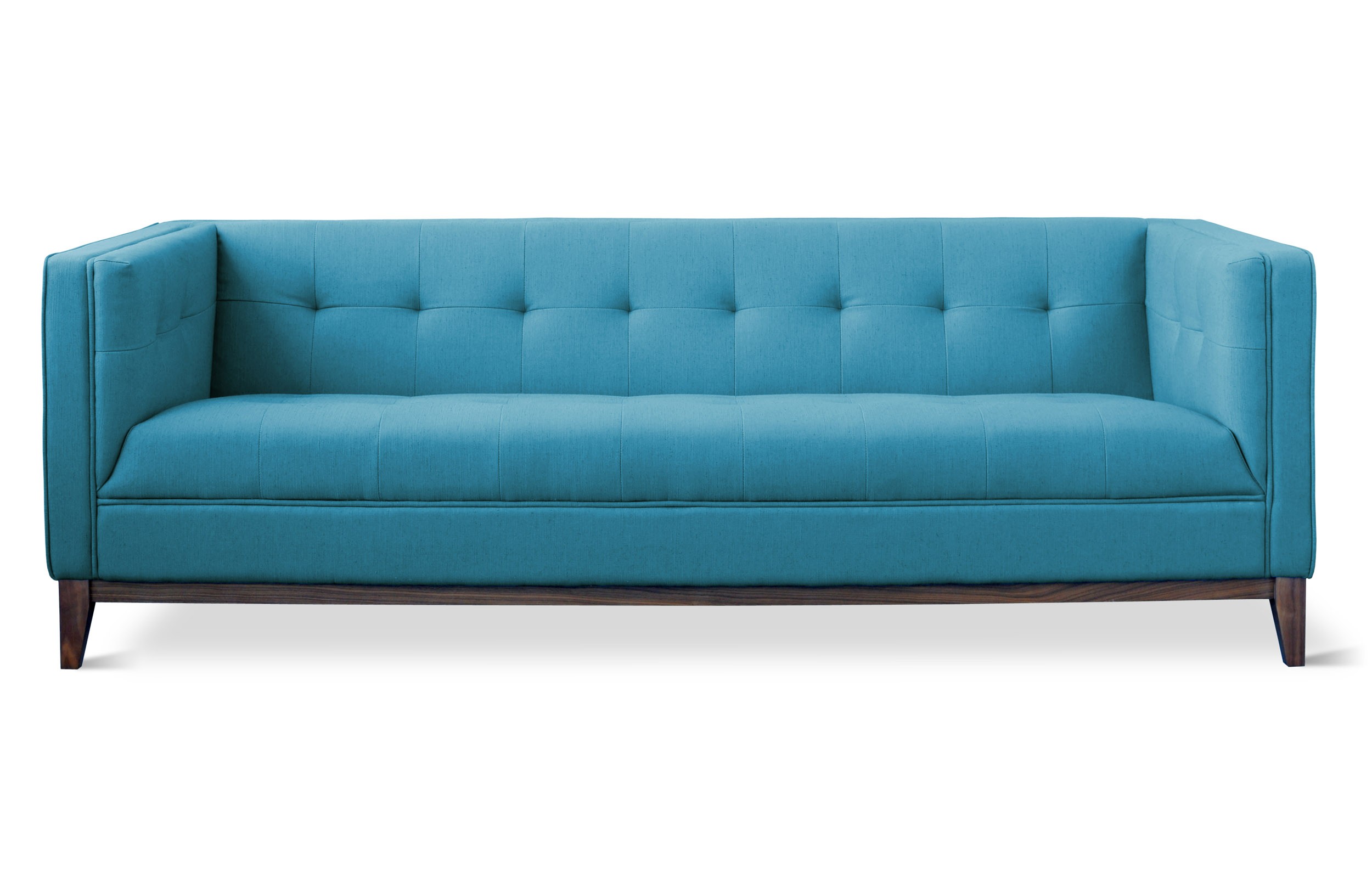 Blue small tufted sofa