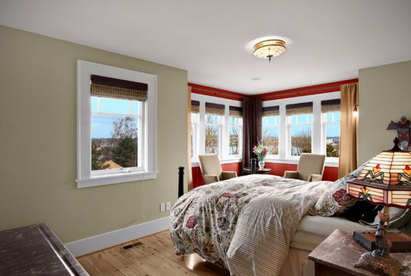 Red reading corner in bedroom