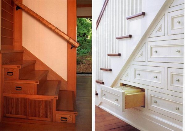 How to design for small spaces — A Softer Edge  Staircase storage, Closet under  stairs, Stair storage