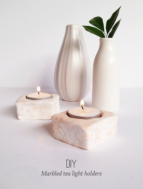 Marbled tealight candle hoders