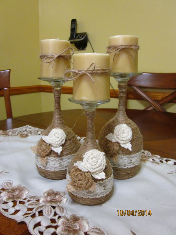 Wine glass candle holder