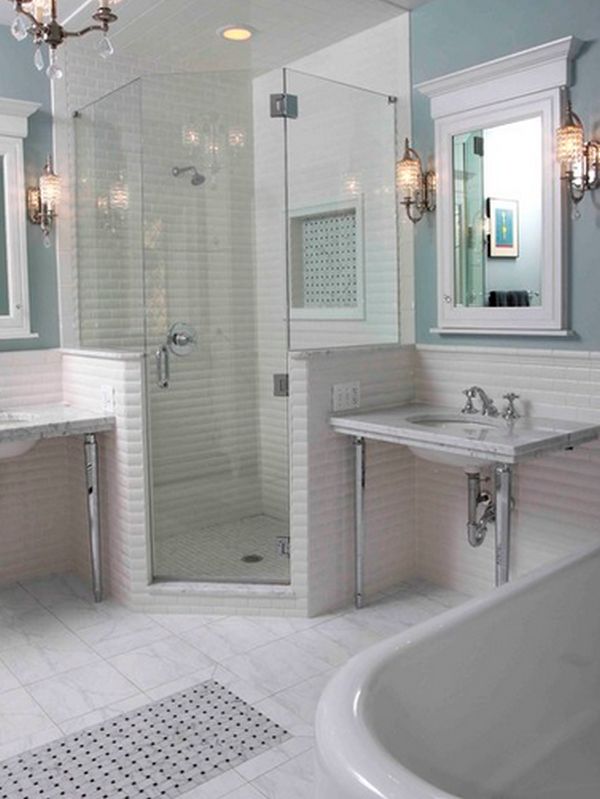 Corner shower space saving