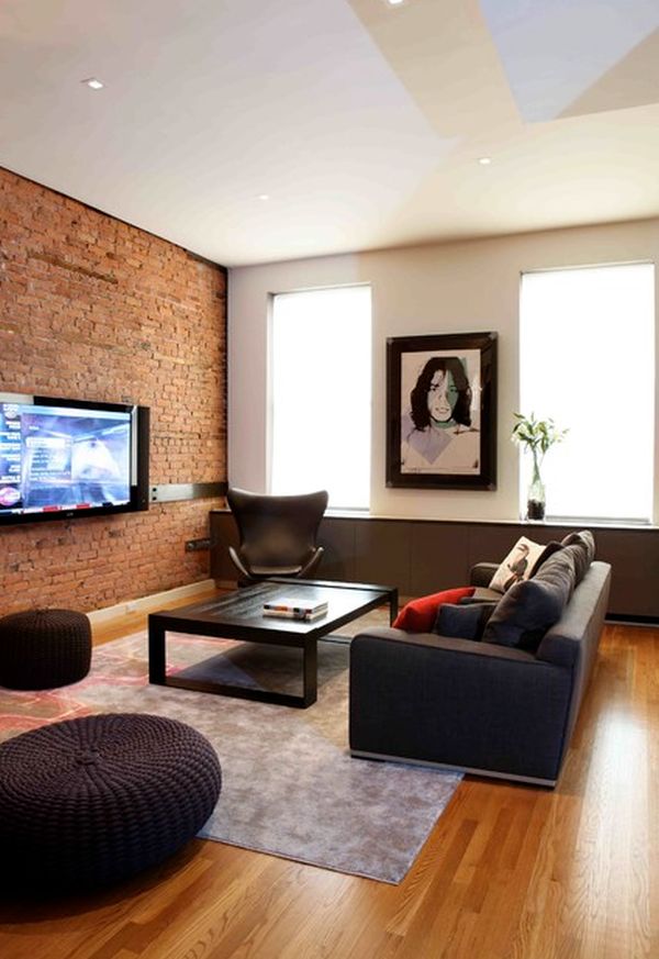 living room design with brick wallphoto