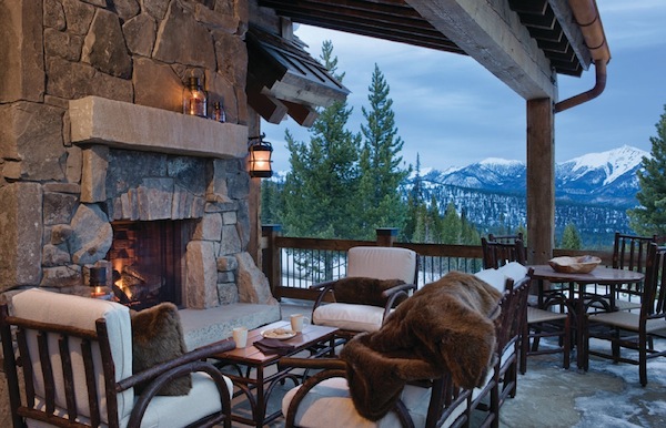 winter patio fireplace