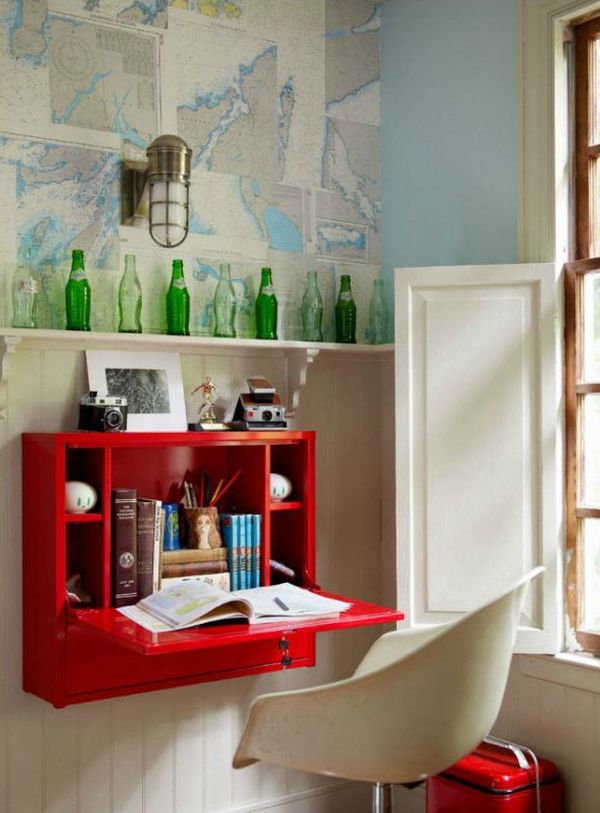 Wall hanging red desk