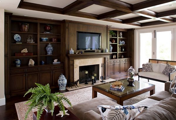 Living room view wood storage