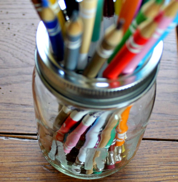 Art Tools - pencils & brushes in a jar & cup - Art Supplies - Sticker