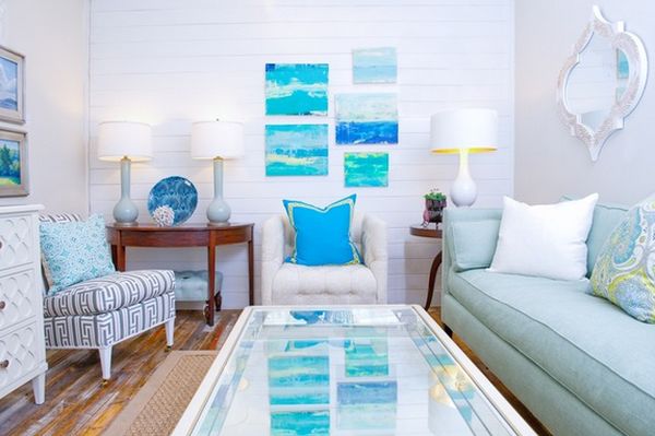 Summer beach inspired living room