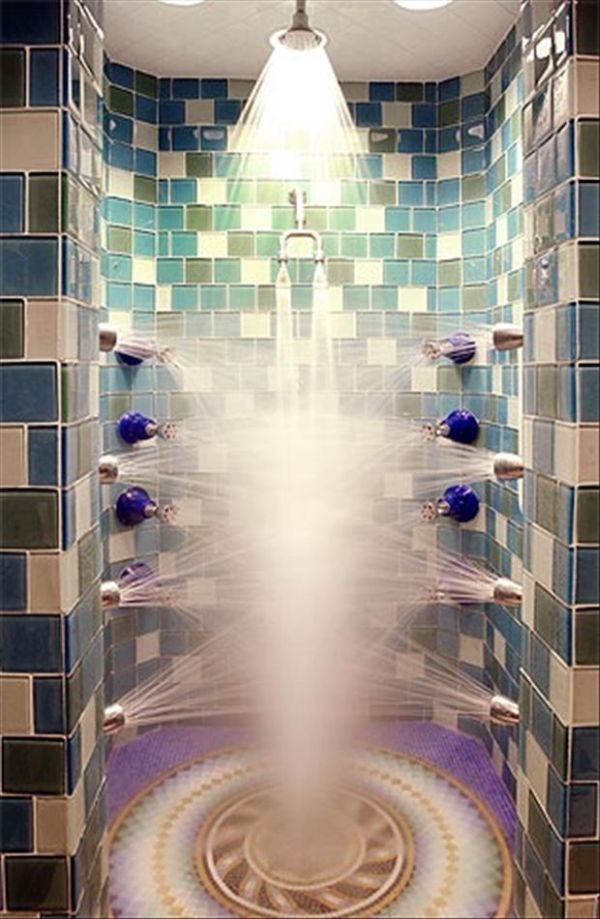 Colorful morrocan shower tiles