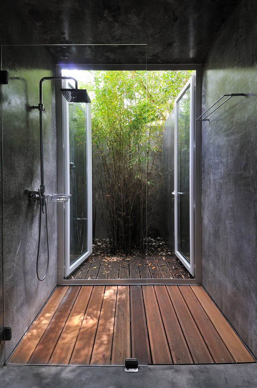 Indoor outdoor shower design