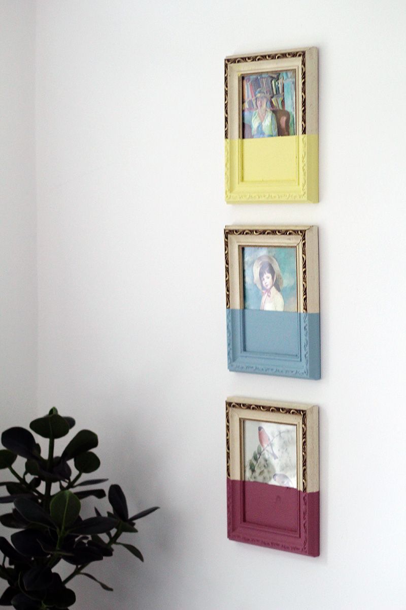 Paint dipped picture frames wall display2