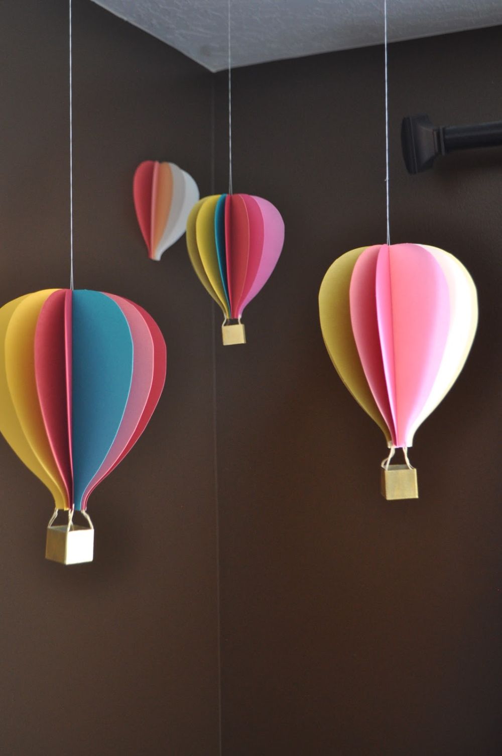 Red or blue hot air balloon hanging ornament - colourful home