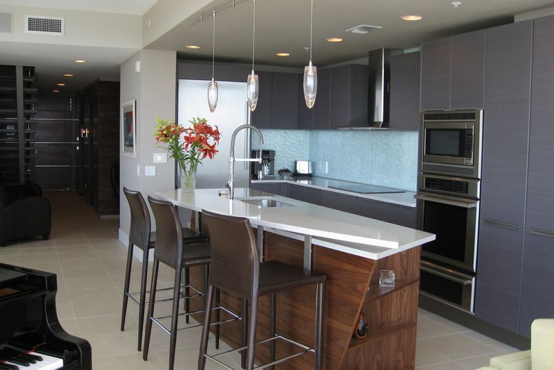 White Gray Colorful Kitchen Cabinetry pair gray cabinets with warm colors and materials