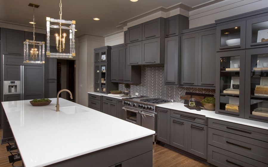 A Tiled Backsplash with Dark Grout