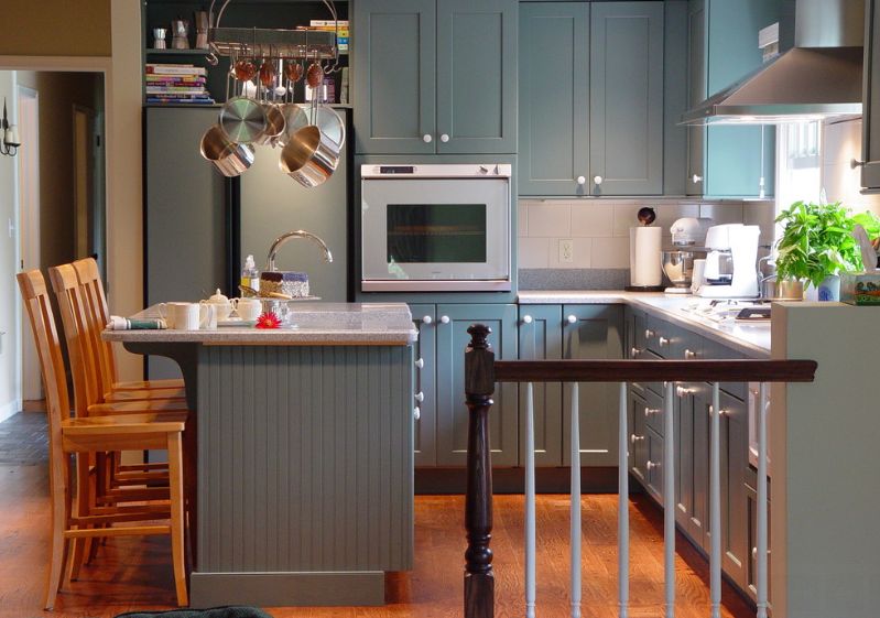 Gray Kitchen Cabinet Island 