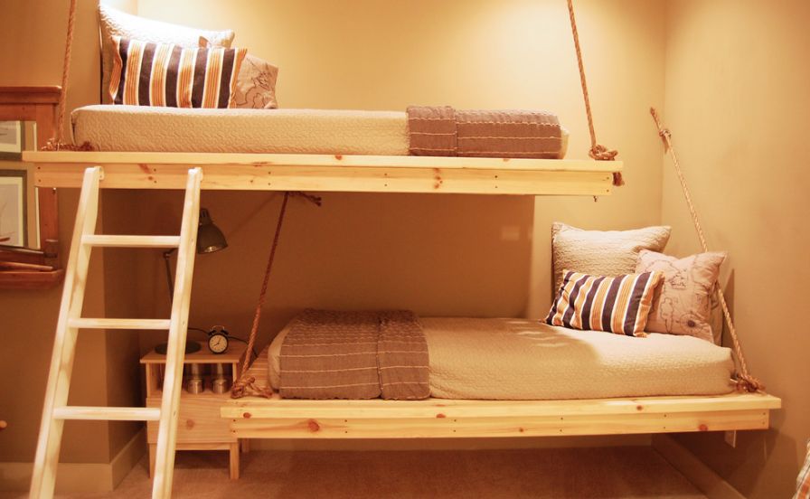 Hanging bunk beds with rope