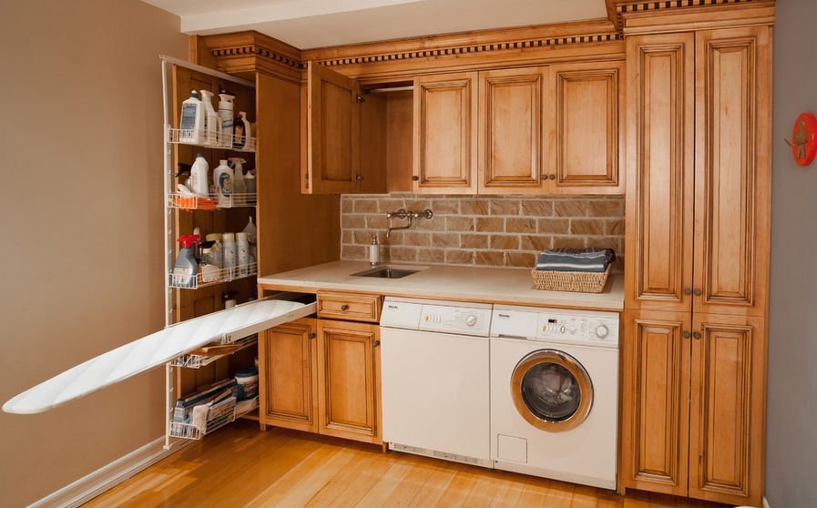 Ironing Board Cabinet Extensions For Organized Laundry Rooms