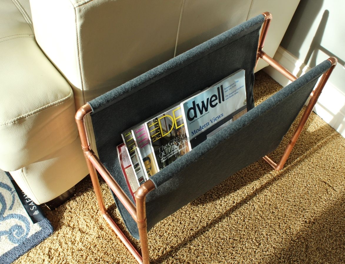 Closer look to the copper magazine rack