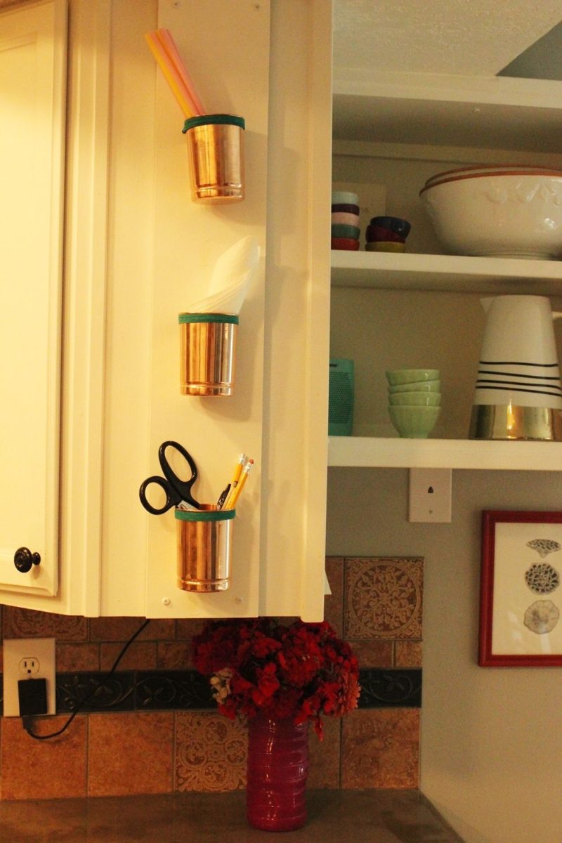 Versatile and Chic – DIY Copper Cup and Leather Kitchen Organizer