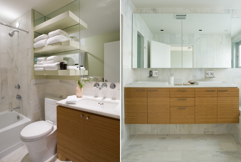 glass shelf above toilet