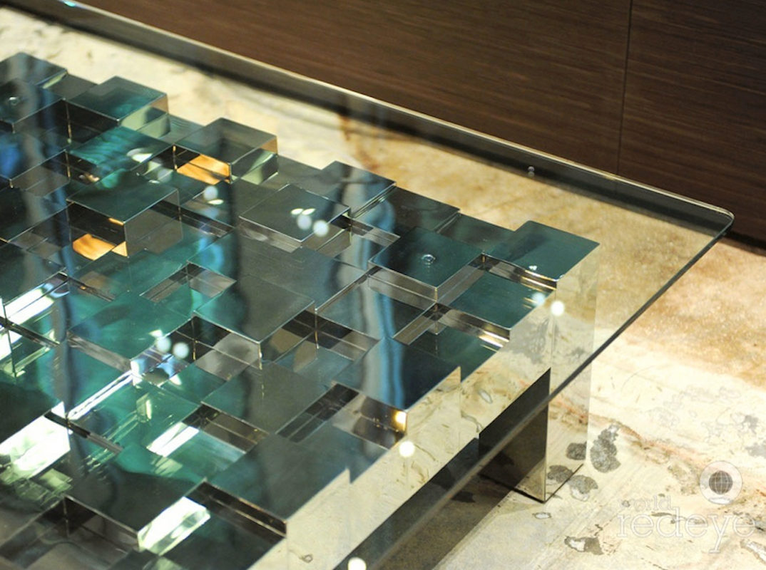 Glass and chrome coffee table