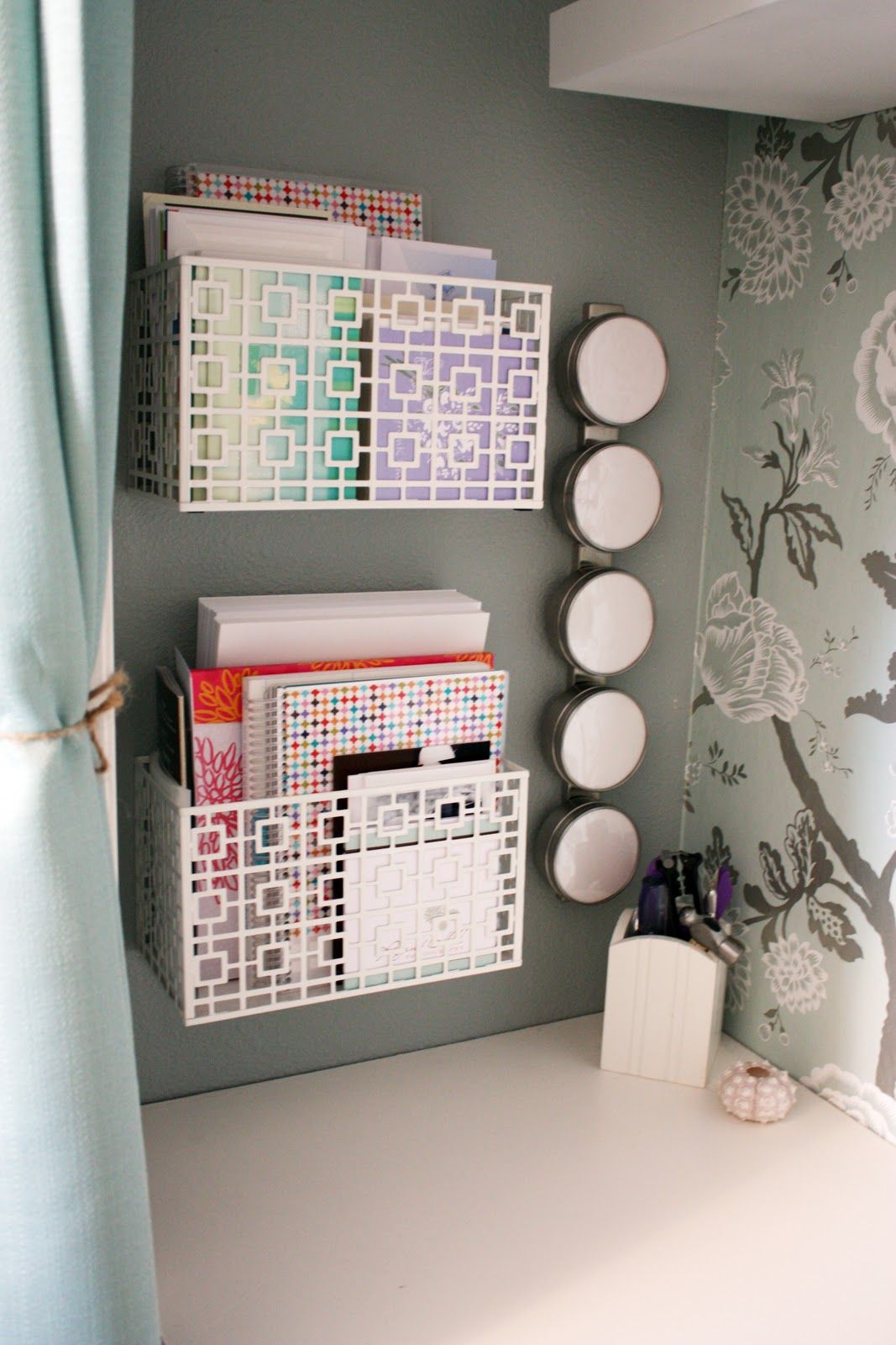 Organization bins for cubicle decor