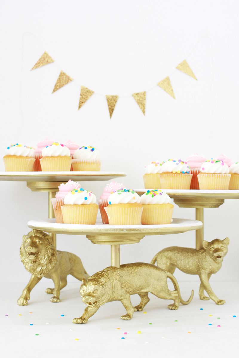 Gold Wild Cat cake stand diy