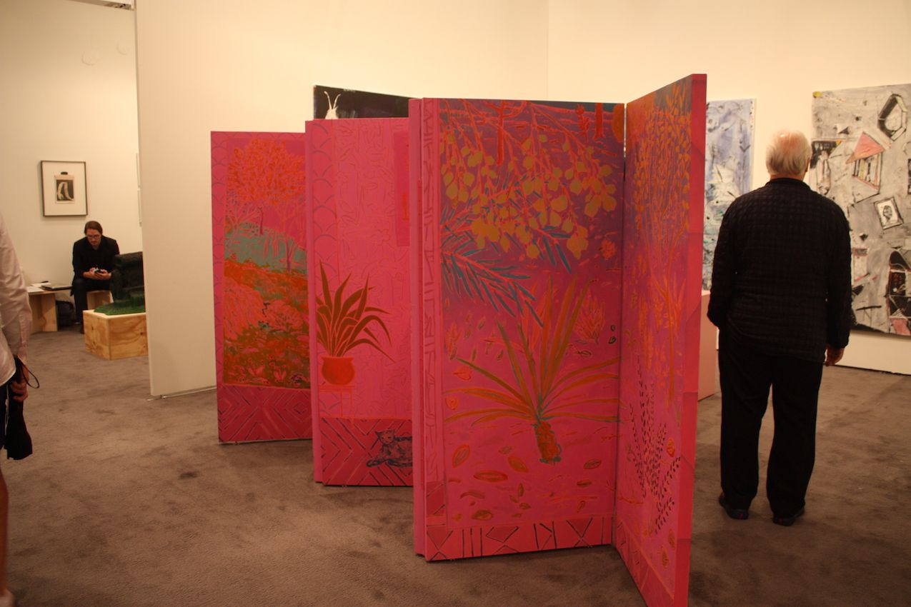 American Artist John McAllister create this painted screen, shown by the James Fuentes Gallery.