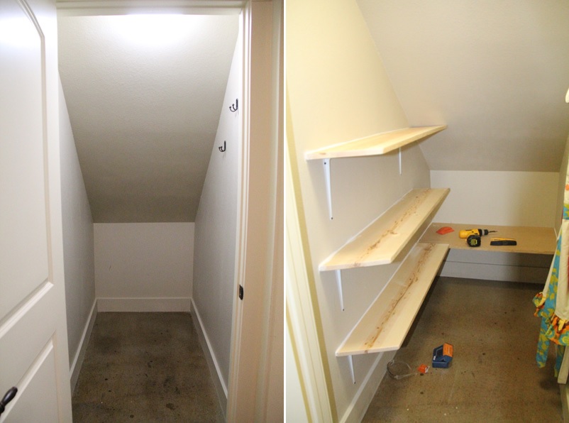 DIY Under Stairs Closet Shelves 