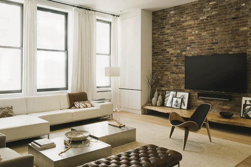 Exposed bricks walls for living room