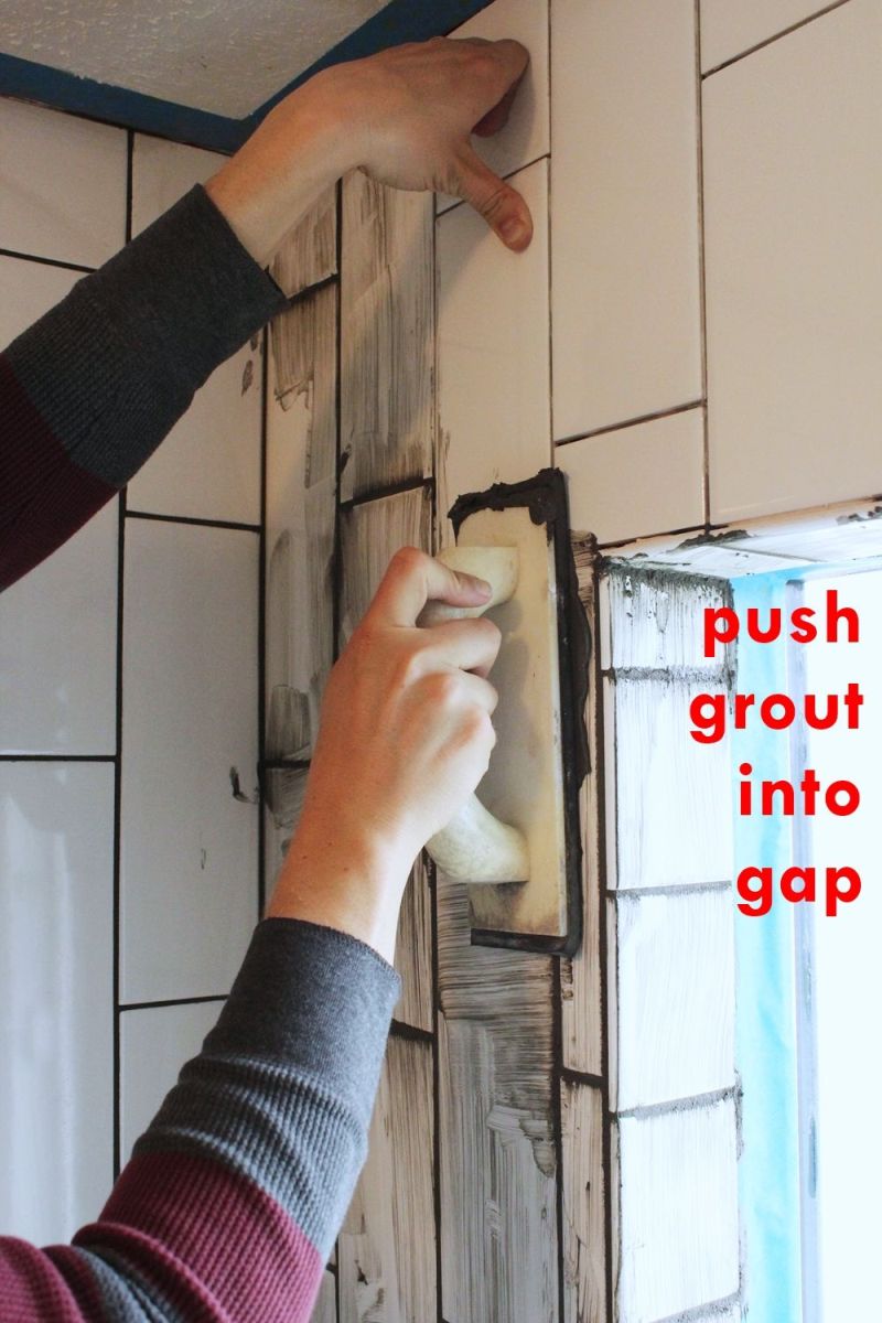 Push grout into the spaces