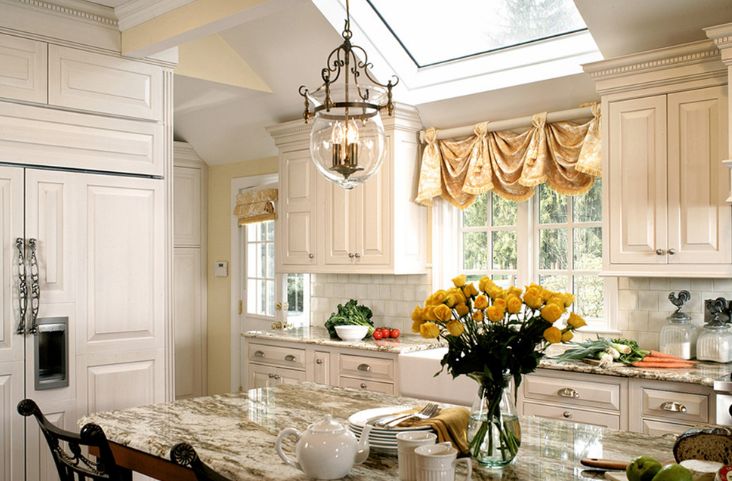 Golden kitchen curtain for window