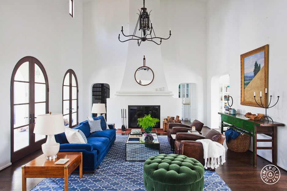 Spanish living room with high ceilings