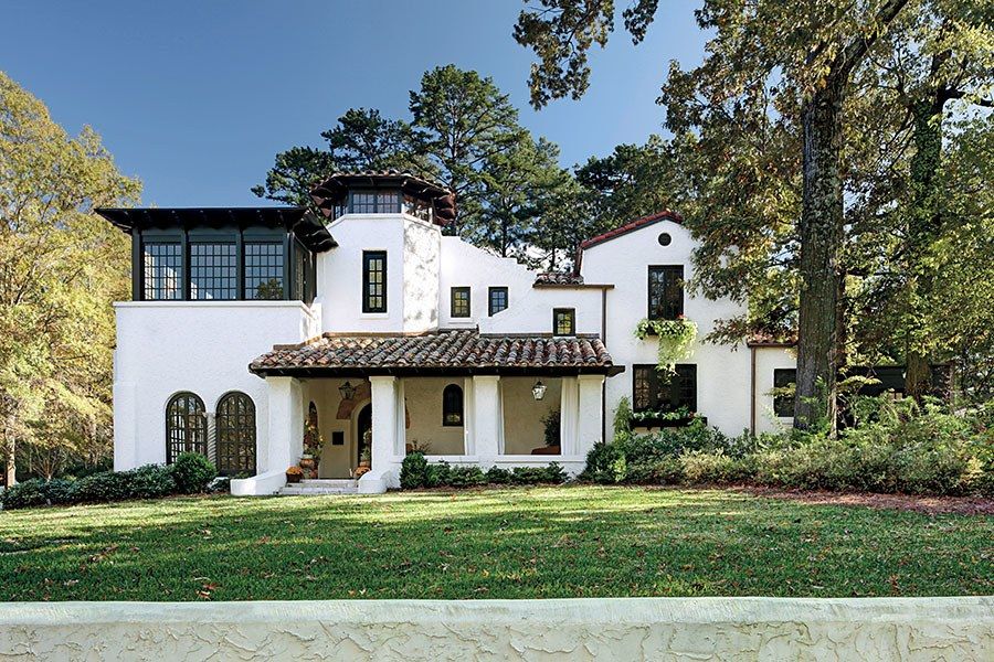 Spanish roof tiles and arched windows