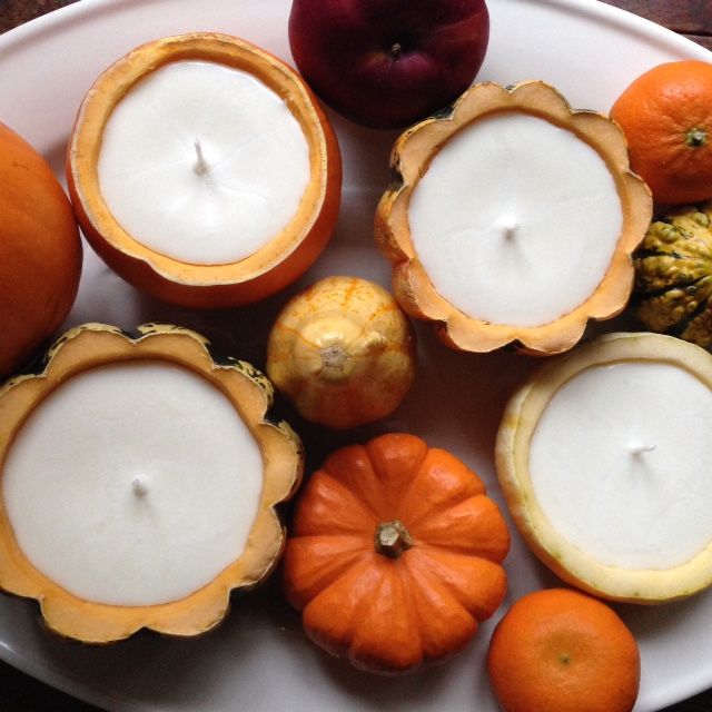 Small candles from pumpkins to decorate the table