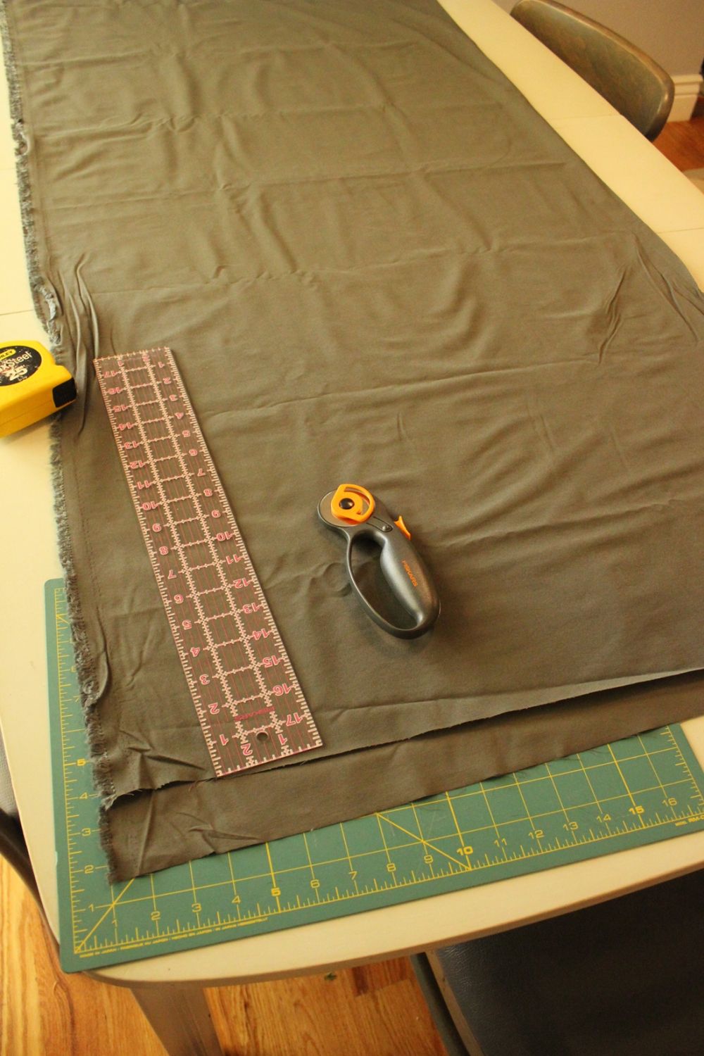 Begin by laying out the fabric