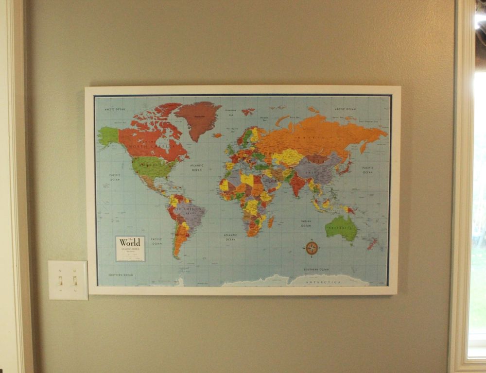 DIY Framed Map Corkboard Project for Home