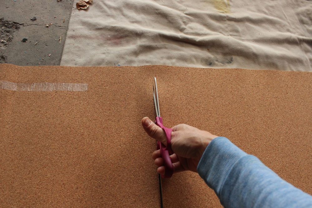 DIY Framed Map Corkboard - cutting the cork