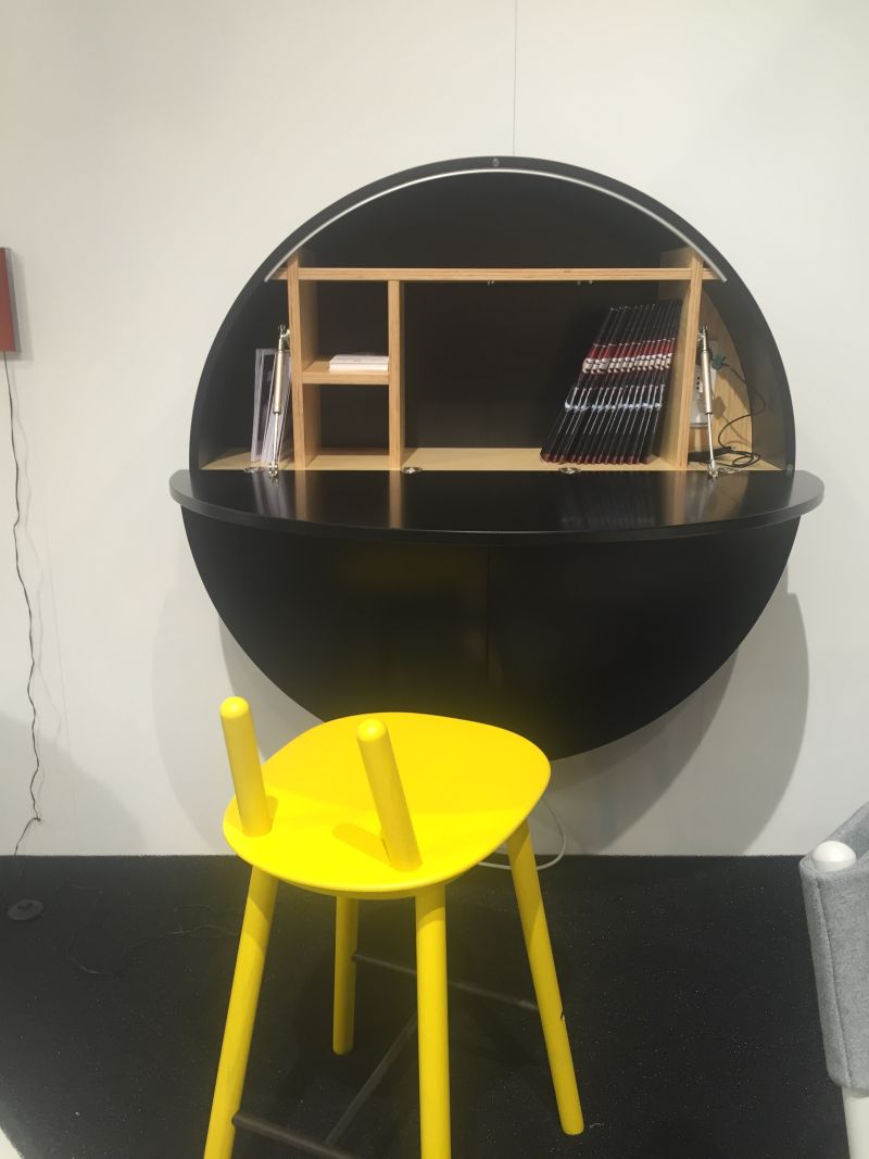 Round black wall mounted desk