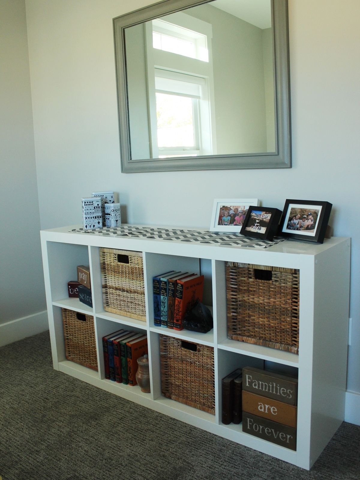 Guest Bedroom white IKEA bookshelf