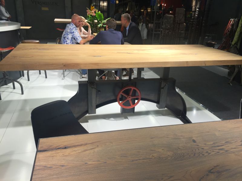 Industrial dining table with tall base