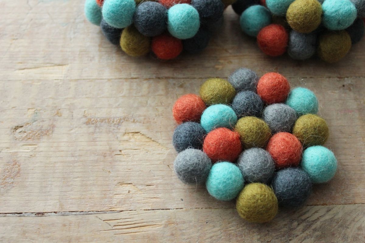 How to Make Felt Christmas Coasters with Felt Balls - Amy Sadler Designs