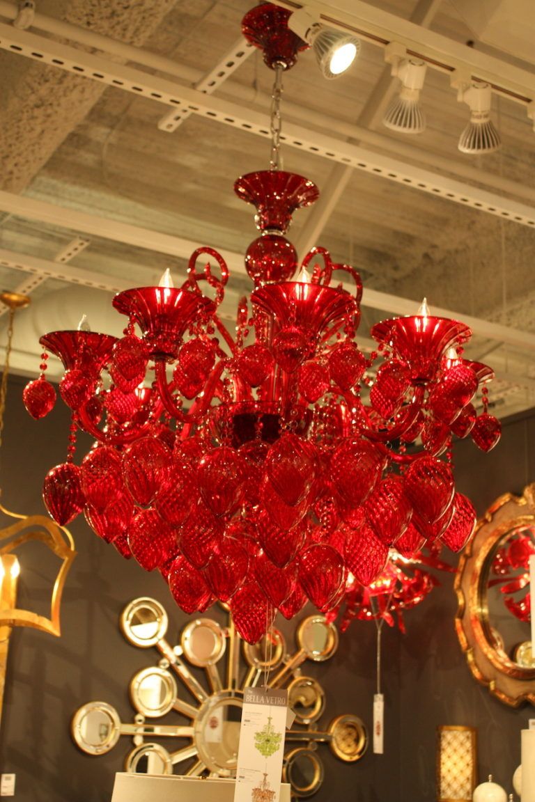 Made of Murano glass, the chandelier gives off a lovely light.