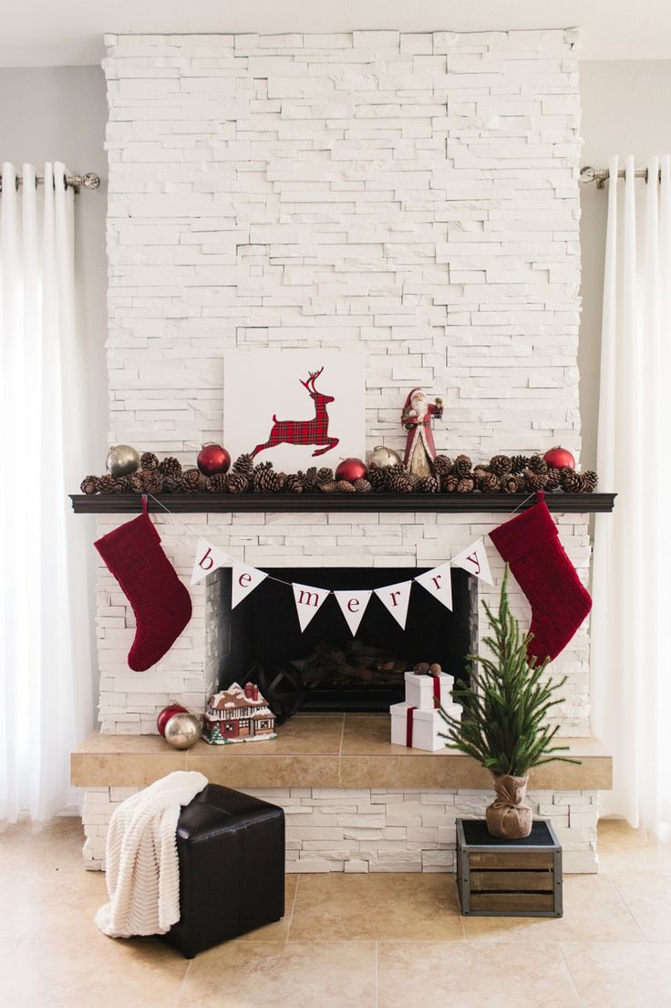 Pinecone christmas mantel