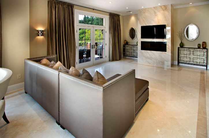 white marble floor living room