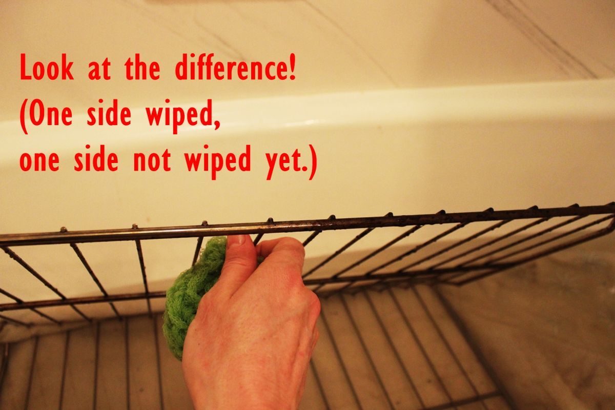 How to Clean Oven Racks wipe each wire rack