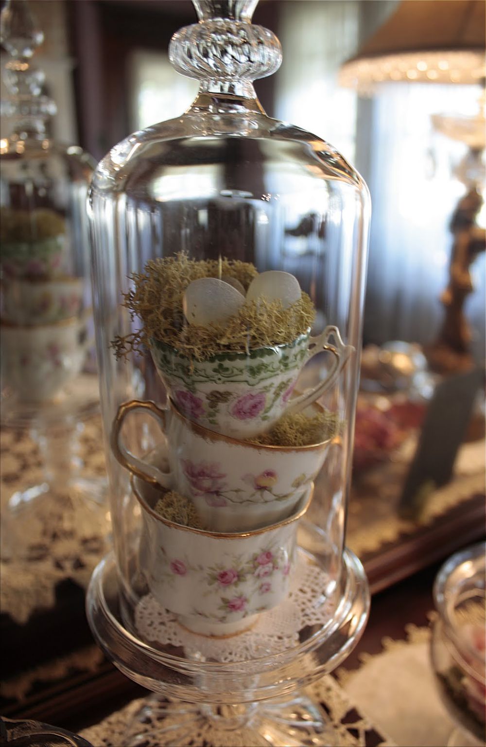 Teacups and apothecary jars a perfect Easter decor