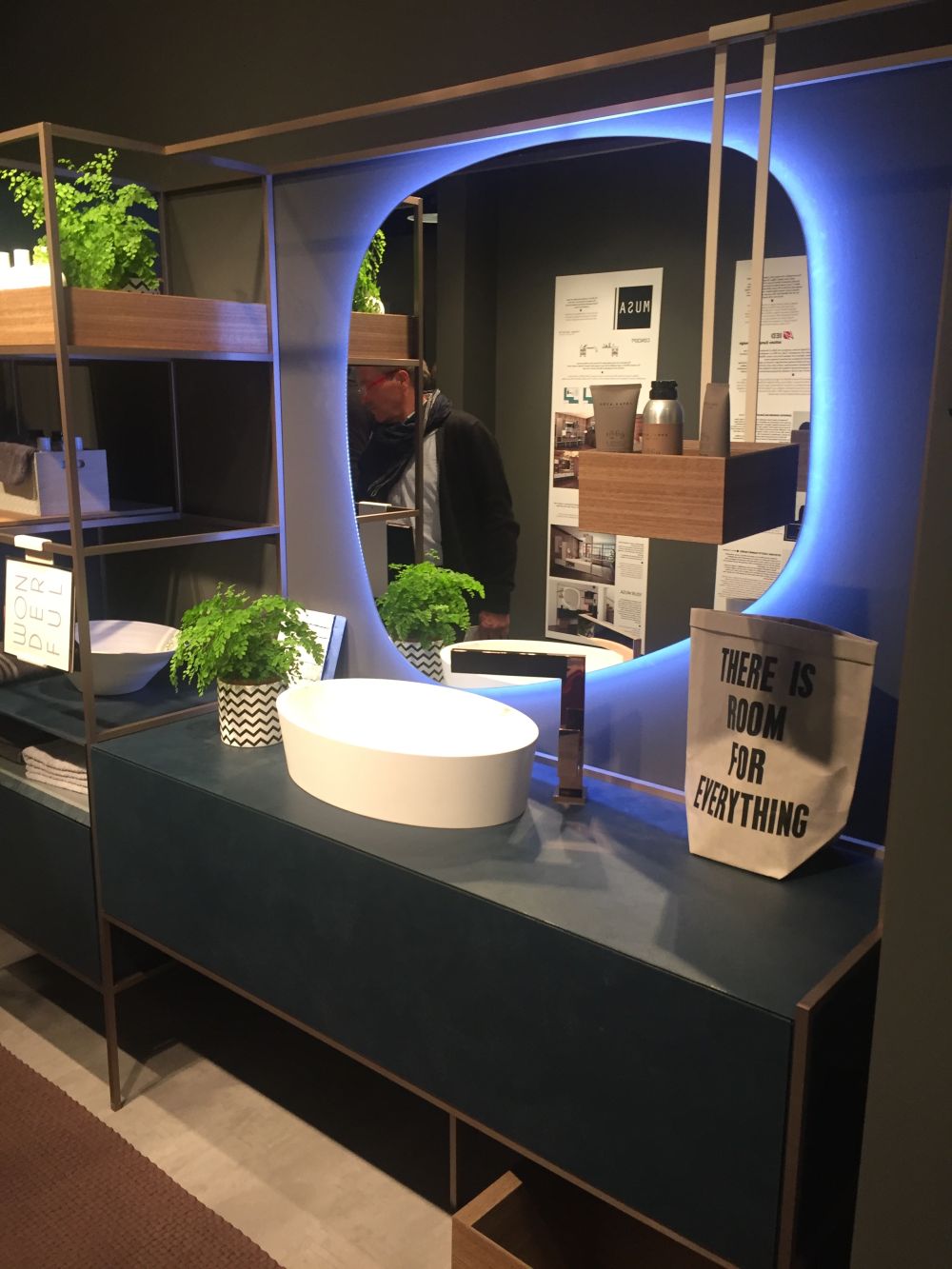 Amazing Look of the black bathroom vanity and backlit mirror