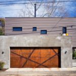 Corten angular strips for garage door