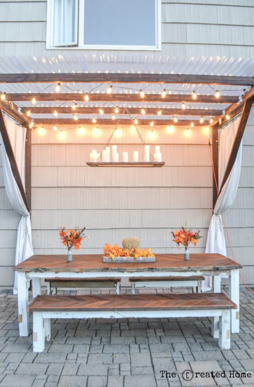 DIY barn wood pillar chandelier